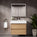 GSI Kube Bevel Slimline Double Drawer Vanity Unit With Ceramic Basin - Oak (Pacific Walnut) 800mm x 470mm