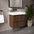 GSI Nubes Ribbed Double Drawer Vanity Unit With Ceramic Basin - Walnut 600mm x 400mm
