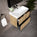 GSI Nubes Ribbed Double Drawer Vanity Unit With Ceramic Basin - Oak 700mm x 400mm