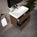GSI Nubes Ribbed Double Drawer Vanity Unit With Ceramic Basin - Walnut 700mm x 400mm