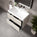 GSI Nubes Ribbed Double Drawer Vanity Unit With Ceramic Basin - Cashmere (Oatmeal) 800mm x 500mm