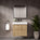 GSI Nubes Ribbed Double Drawer Vanity Unit With Ceramic Basin - Oak 700mm x 400mm