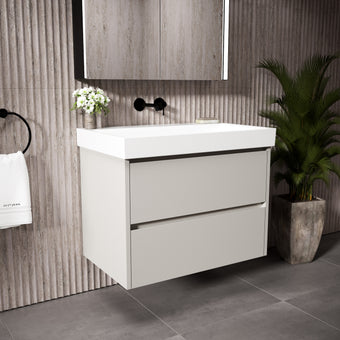 GSI Nubes Bevel Double Drawer Vanity Unit With Ceramic Basin - Matt Grey 800mm x 500mm