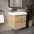 GSI Nubes Ribbed Double Drawer Vanity Unit With Ceramic Basin - Oak 600mm x 500mm