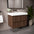 GSI Nubes Ribbed Double Drawer Vanity Unit With Ceramic Basin - Walnut 800mm x 500mm