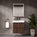 GSI Nubes Ribbed Double Drawer Vanity Unit With Ceramic Basin - Walnut 600mm x 400mm