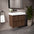 GSI Nubes Ribbed Double Drawer Vanity Unit With Ceramic Basin - Walnut 700mm x 400mm