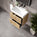 GSI Nubes Ribbed Double Drawer Vanity Unit With Ceramic Basin - Oak 600mm x 400mm