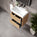 GSI Nubes Bevel Slimline Double Drawer Vanity Unit With Ceramic Basin - Oak (Pacific Walnut) 600mm x 400mm