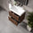 GSI Nubes Ribbed Double Drawer Vanity Unit With Ceramic Basin - Walnut 600mm x 400mm