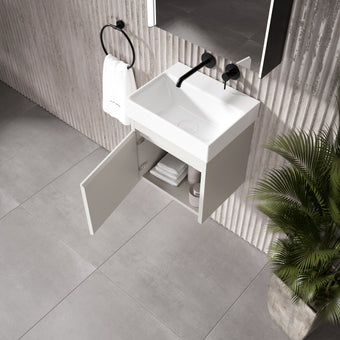 GSI Nubes Bevel Single Reversible Door Vanity Unit With Ceramic Basin - Matt Grey 400mm x 320mm
