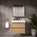 GSI Nubes Bevel Slimline Double Drawer Vanity Unit With Ceramic Basin - Oak (Pacific Walnut) 700mm x 400mm