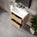 GSI Nubes Bevel Slimline Double Drawer Vanity Unit With Ceramic Basin - Oak (Pacific Walnut) 700mm x 400mm
