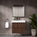 GSI Nubes Ribbed Double Drawer Vanity Unit With Ceramic Basin - Walnut 700mm x 400mm