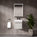 GSI Nubes Bevel Single Reversible Door Vanity Unit With Ceramic Basin - Matt Grey 400mm x 320mm