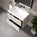 GSI Nubes Ribbed Double Drawer Vanity Unit With Ceramic Basin - Cashmere 800mm x 500mm