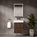 GSI Nubes Ribbed Double Drawer Vanity Unit With Ceramic Basin - Walnut 500mm x 400mm