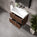 GSI Nubes Ribbed Double Drawer Vanity Unit With Ceramic Basin - Walnut 700mm x 400mm