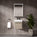 GSI Nubes Bevel Single Reversible Door Vanity Unit With Ceramic Basin - Matt Pebble 400mm x 320mm