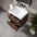 GSI Nubes Ribbed Double Drawer Vanity Unit With Ceramic Basin - Walnut 600mm x 500mm