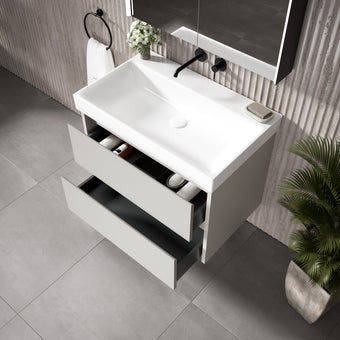 GSI Nubes Bevel Double Drawer Vanity Unit With Ceramic Basin - Matt Grey 800mm x 500mm