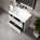 GSI Nubes Bevel Double Drawer Vanity Unit With Ceramic Basin - Matt Grey 800mm x 500mm