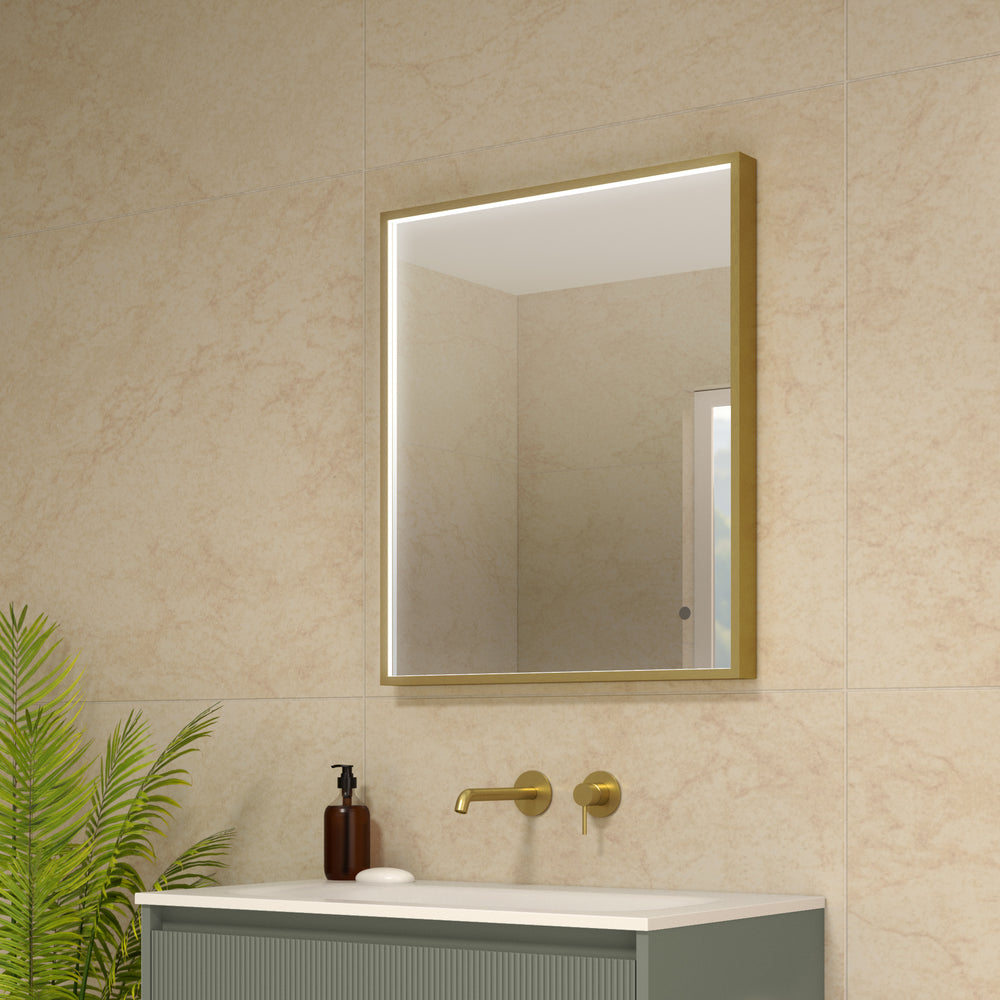 Passerina Square Steam Free Mirror - Brushed Brass 600x700mm