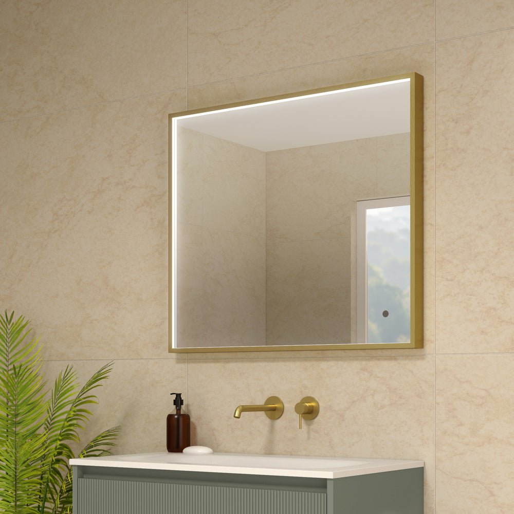 Passerina Square Steam Free Mirror - Brushed Brass 800x700mm