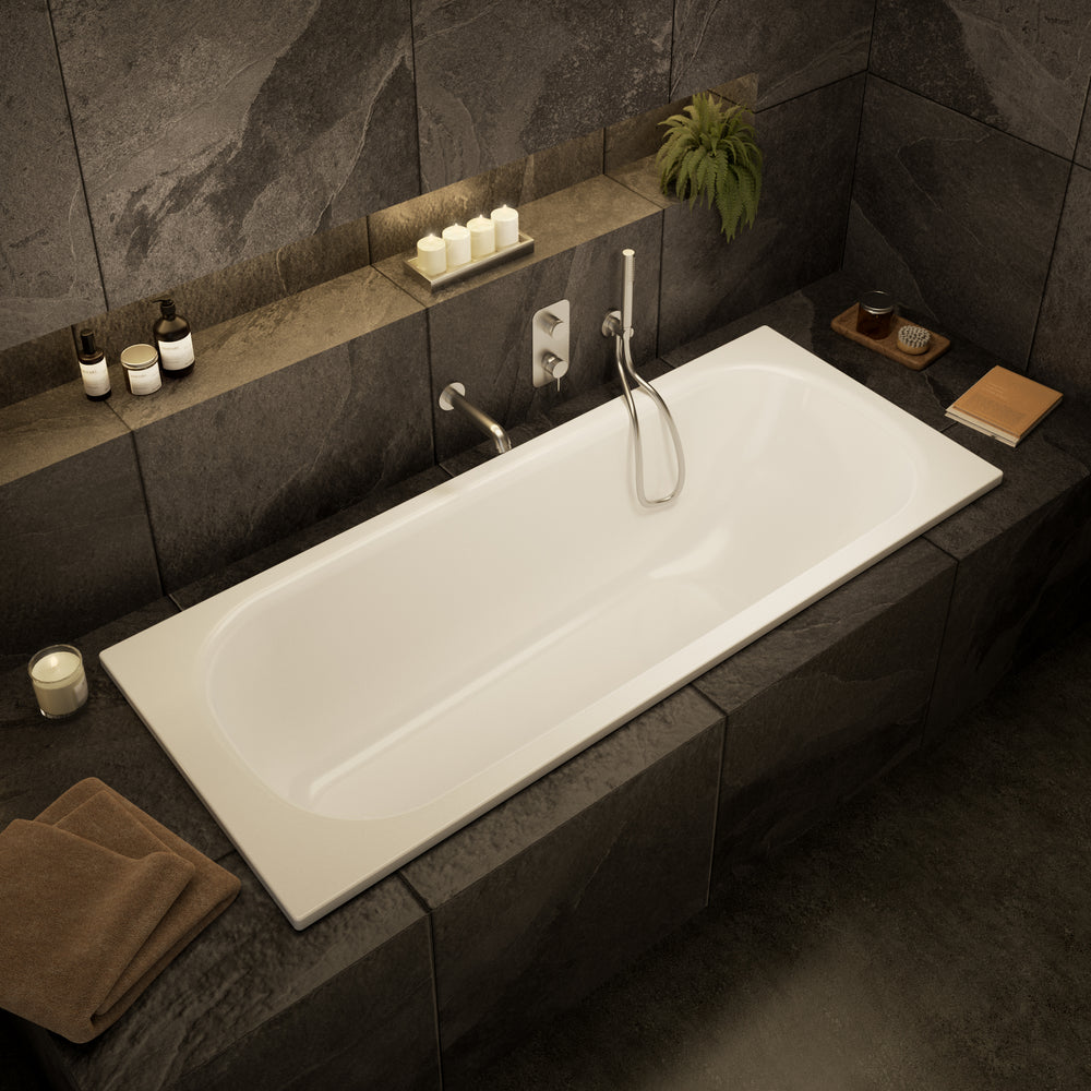 Wall Mounted Bath Mixer Tap Complete with Spout & Shower Kit - Brushed Steel