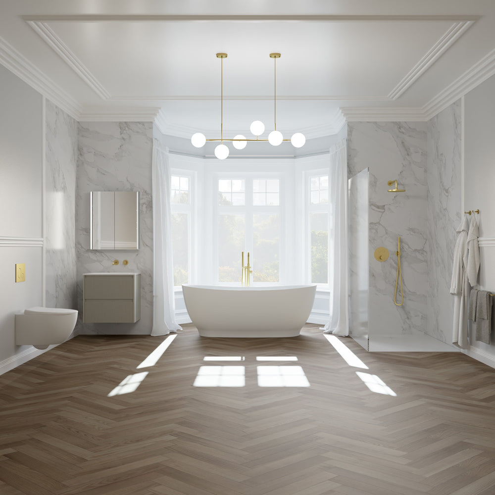 Scanalato Double Drawer Vanity Unit  With Beyondstone Basin - Soft Taupe 1000mm