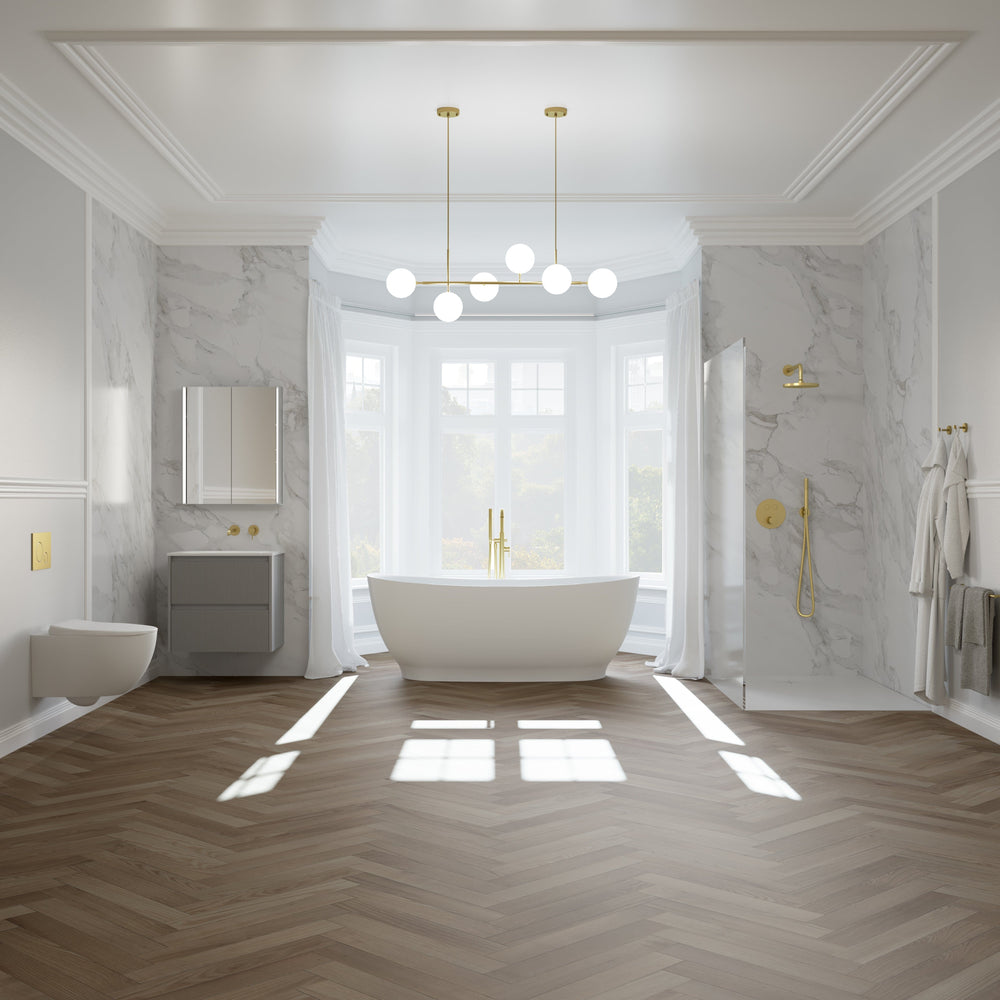 Scanalato Double Drawer Vanity Unit  With Beyondstone Basin - Rich Taupe 600mm