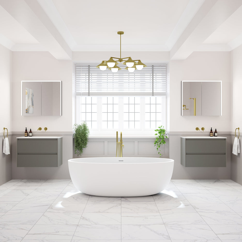 Scanalato Double Drawer Vanity Unit  With Beyondstone Basin - Rich Taupe 800mm