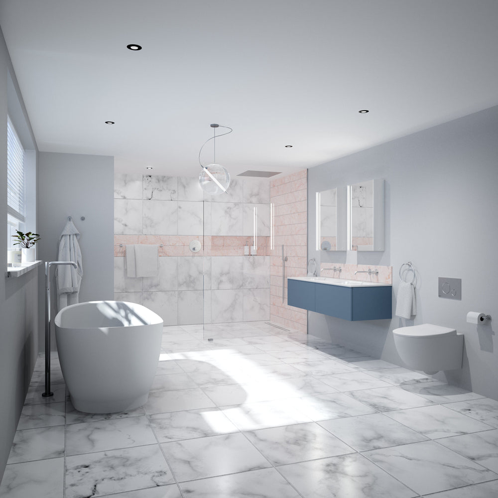 Raffinata Two Drawer Vanity Unit With Beyondstone Double Basin - Matt Navy 1400mm