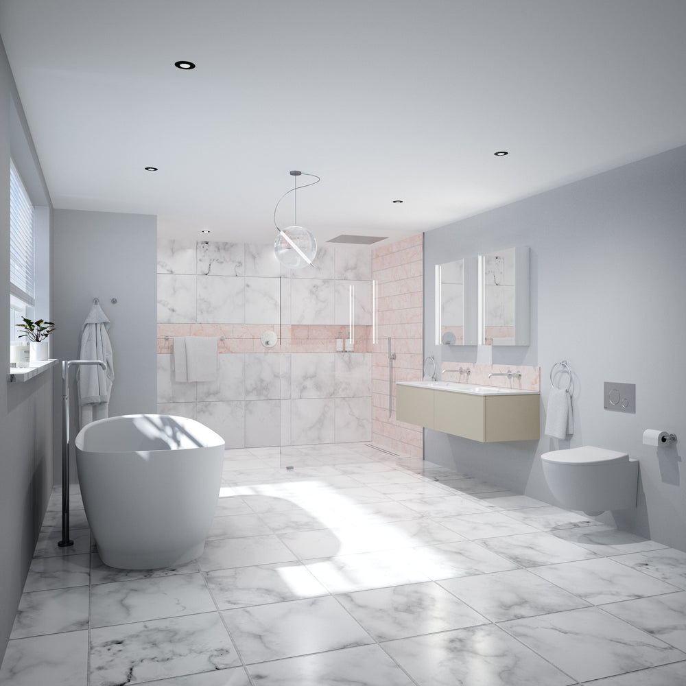 Raffinata Two Drawer Vanity Unit With Beyondstone Double Basin - Matt Stone 1400mm