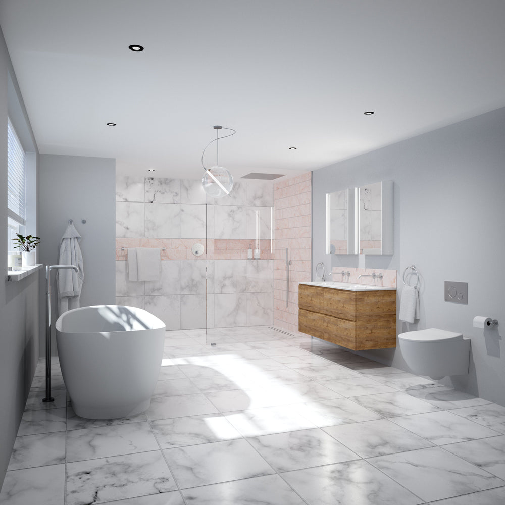 Tasca Four Drawer Vanity Unit With Beyondstone Double Basin - Oak 1200mm