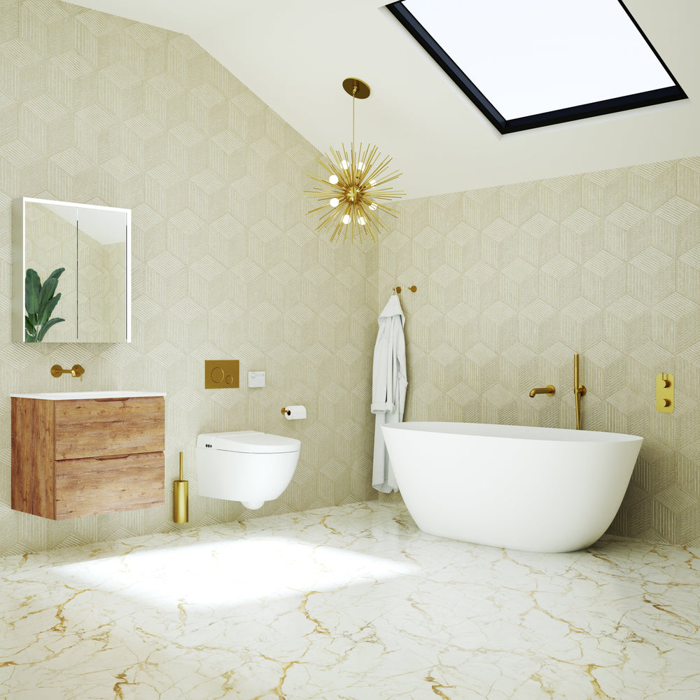 Brushed Brass Wall Mounted Mixer Basin Tap