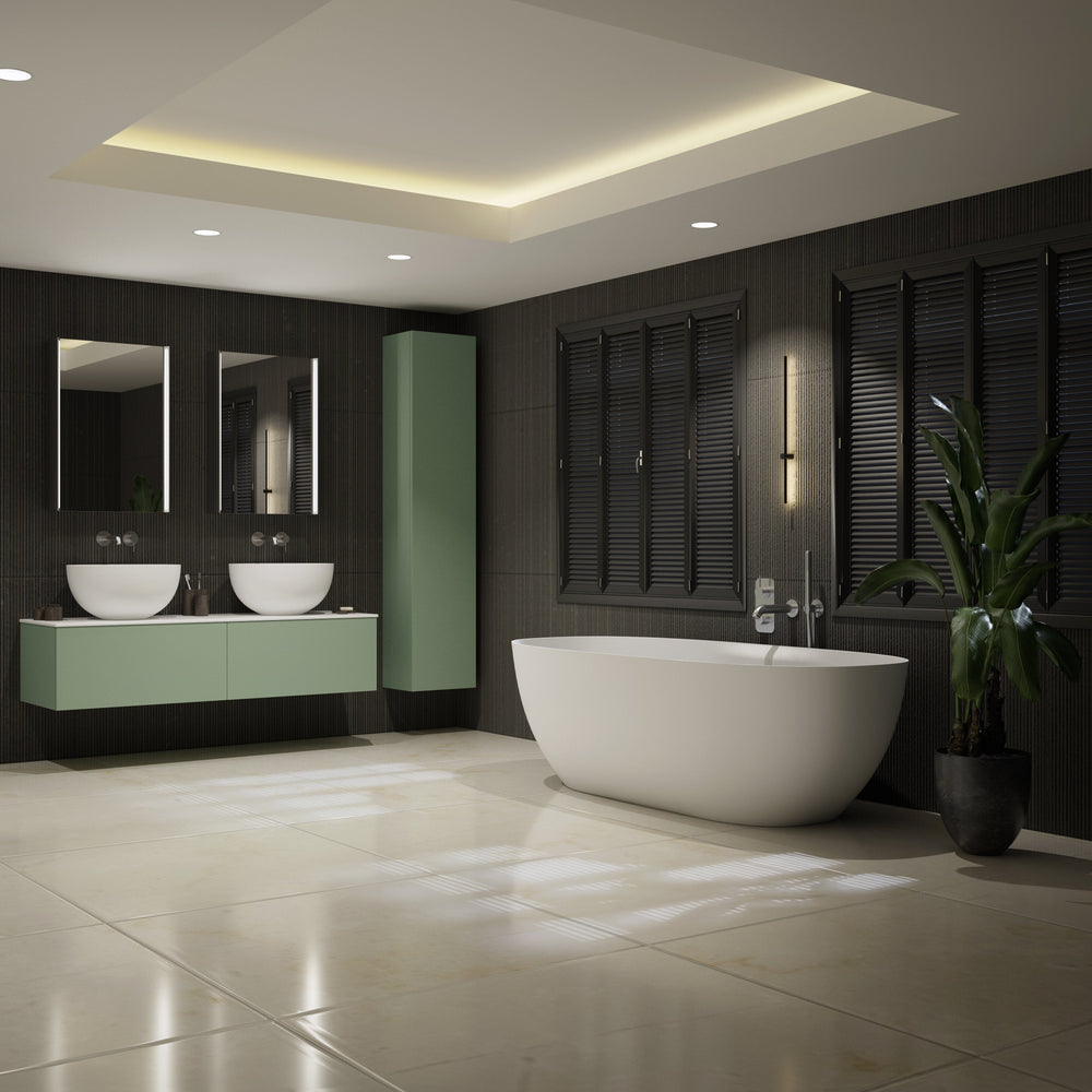 Raffinata Single Drawer Countertop Vanity Unit - Matt Light Green 1200mm