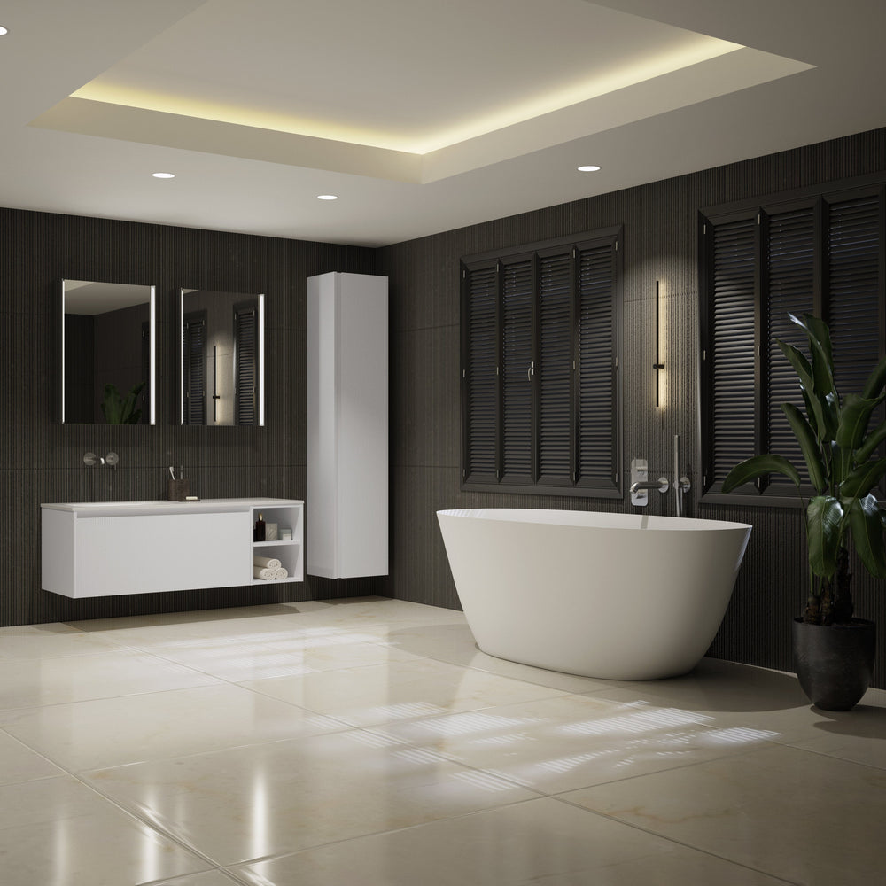 Scanalato Tall Wall Cabinet - Pure White 350mm x 1650mm