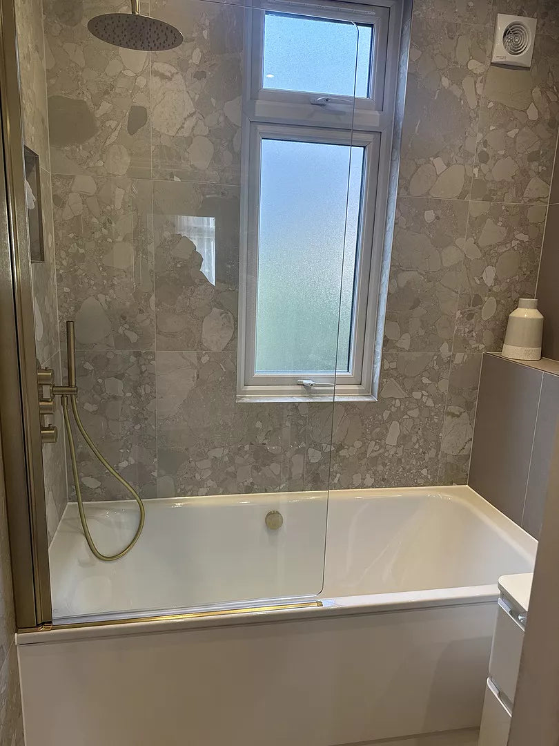 Roman Haven8 Pivoting Bath Screen - 835mm - Brushed Brass