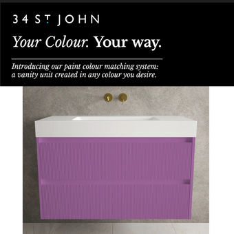 Scanalato Double Drawer Vanity Unit  With Beyondstone BLOC Basin - Choose Your Own Colour 1000mm