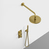 Two Way Thermostatic Shower Set With Handheld Shower And Wall Mounted Shower Head - Brushed Brass