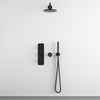 Three Way Thermostatic Shower Set With Handheld Shower, Bath Spout And Wall Mounted Shower Head - Matt Black