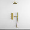 Three Way Thermostatic Shower Set With Handheld Shower, Bath Spout And Wall Mounted Shower Head - Brushed Brass
