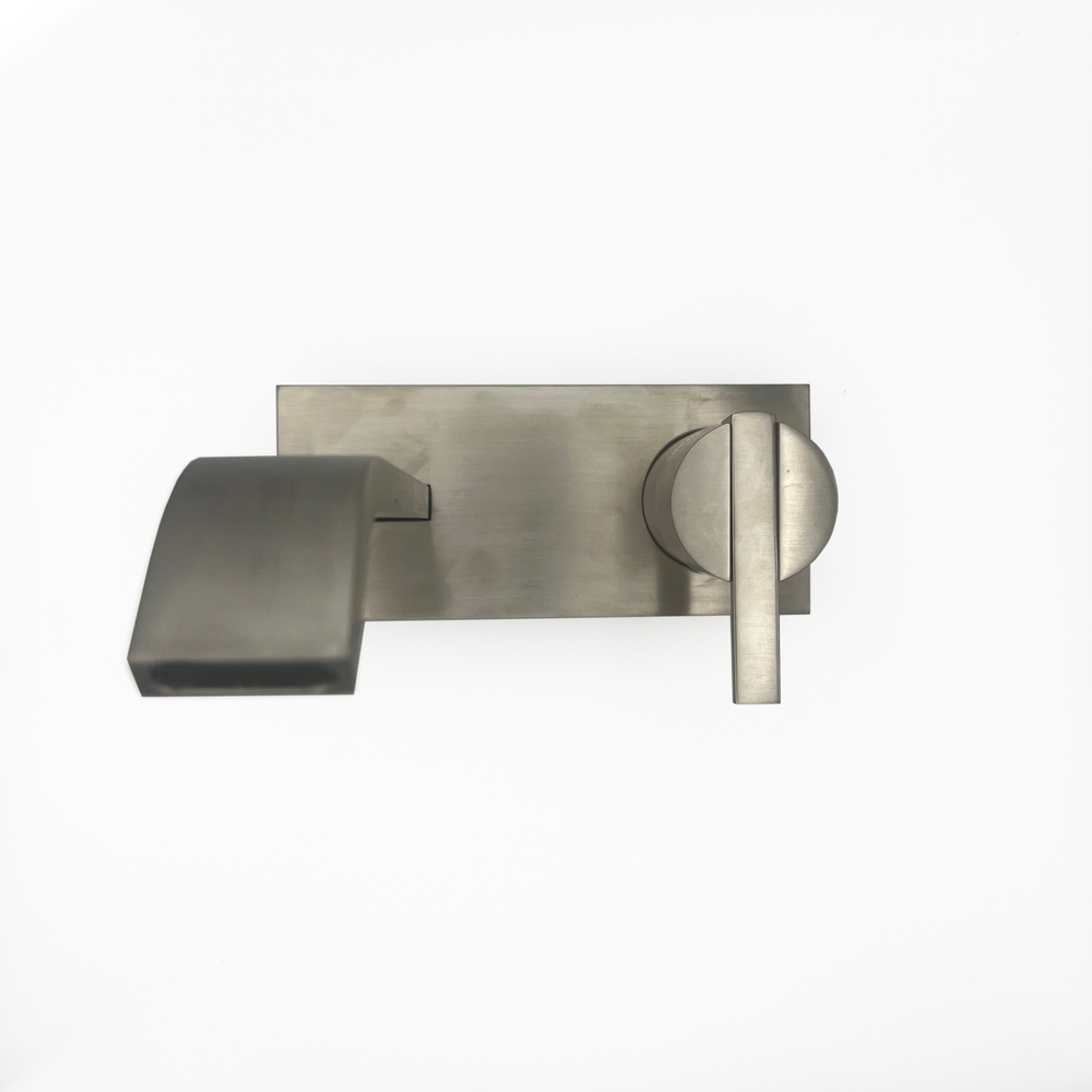Entro Square Wall Mounted Mixer Basin Tap - Stainless Steel