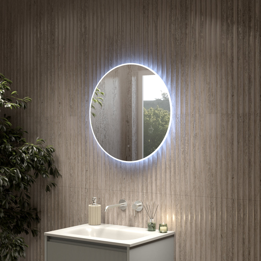 Inzolia Round Mirror with LED Edge - 600mm