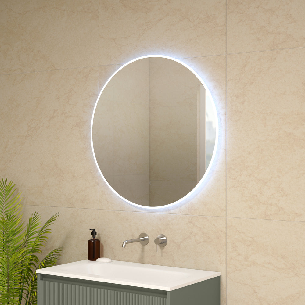 Inzolia Round Steam Free Mirror with LED Edge - 800mm