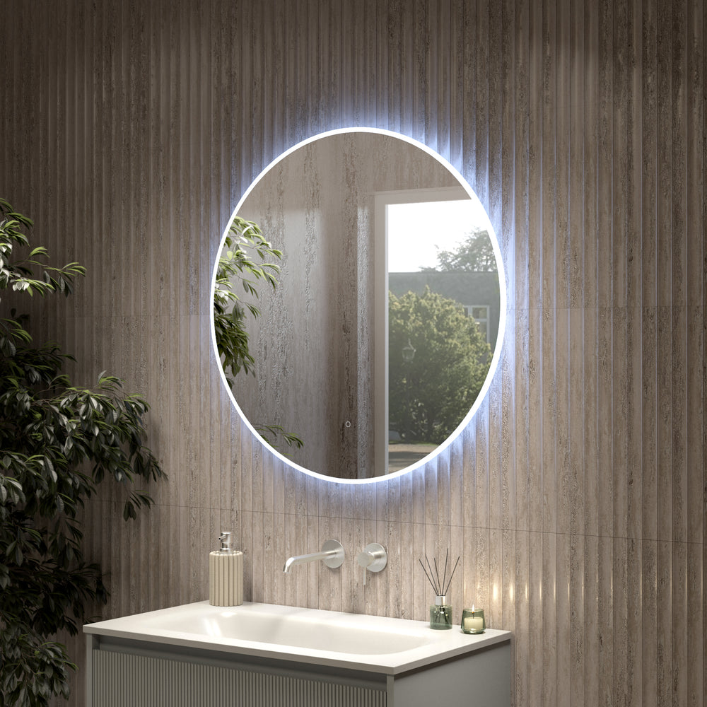 Inzolia Round Steam Free Mirror with LED Edge - 800mm