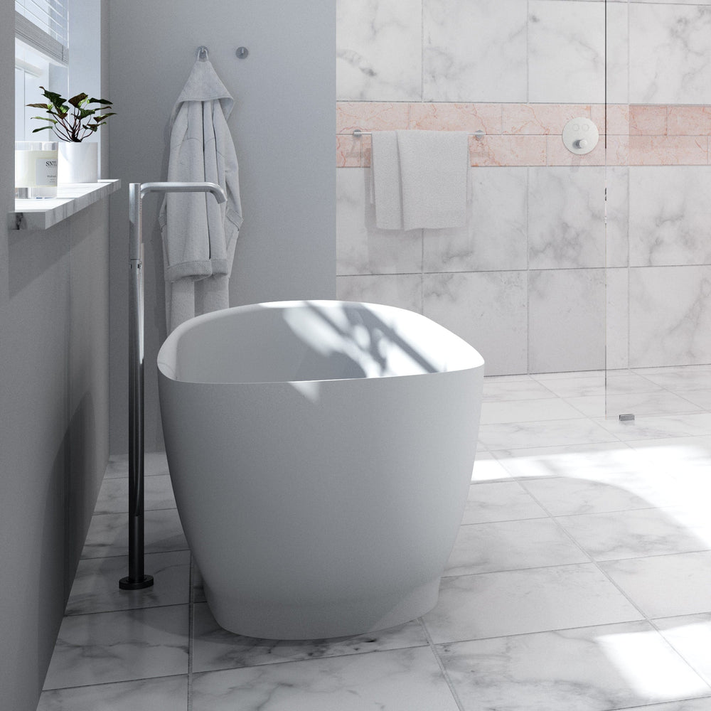 Freestanding Thermostatic Bath Shower Mixer Tap - Brushed Steel