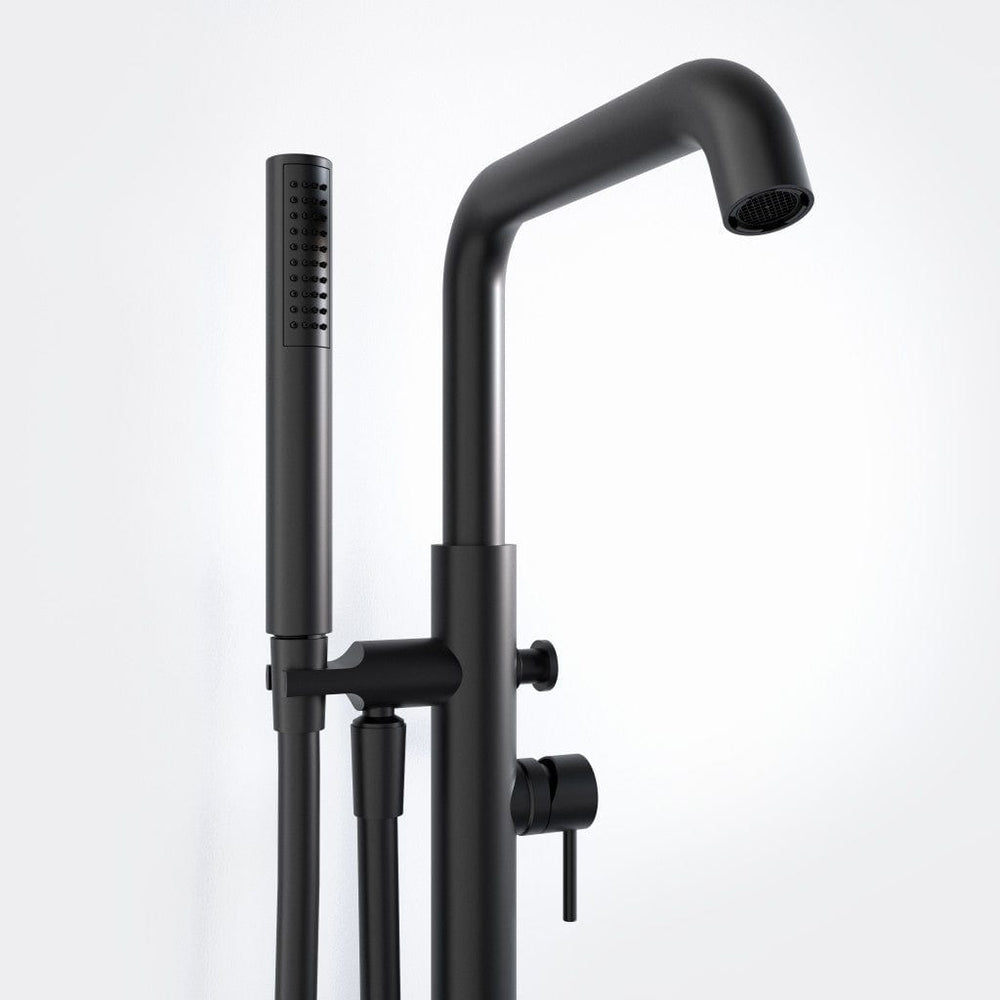 Freestanding Thermostatic Bath Shower Mixer Tap - Matt Black