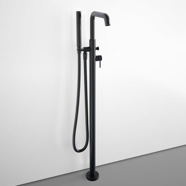 Freestanding Thermostatic Bath Shower Mixer Tap - Matt Black